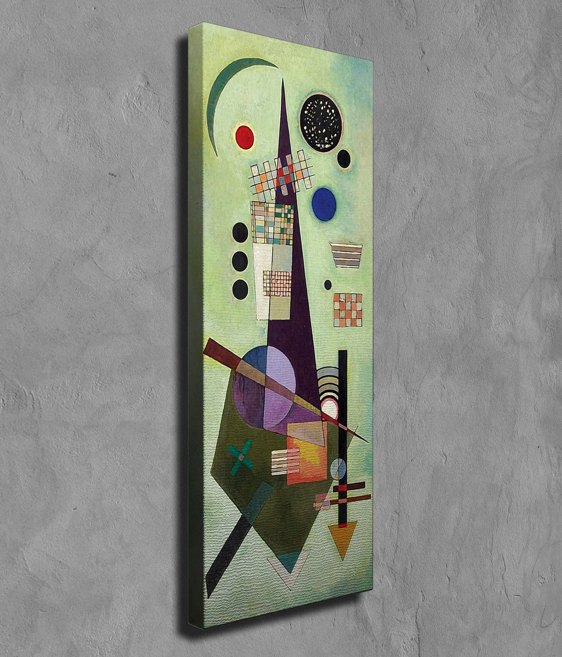 Impressionante pintura decorativa em tela de Kandinsky, 30 x 80 cm | 100% tela, moldura 100% madeira (3 cm de espessura) | Perfeito para decoração moderna e amantes da arte
