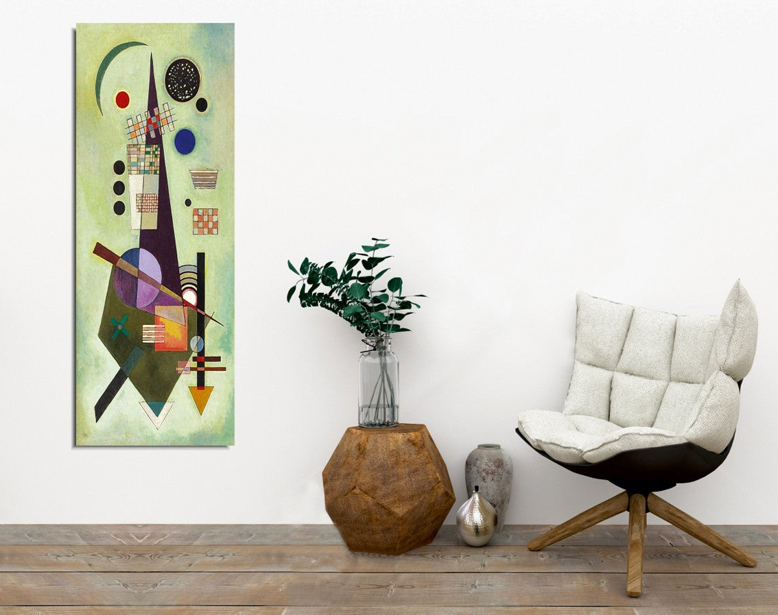 Impressionante pintura decorativa em tela de Kandinsky, 30 x 80 cm | 100% tela, moldura 100% madeira (3 cm de espessura) | Perfeito para decoração moderna e amantes da arte