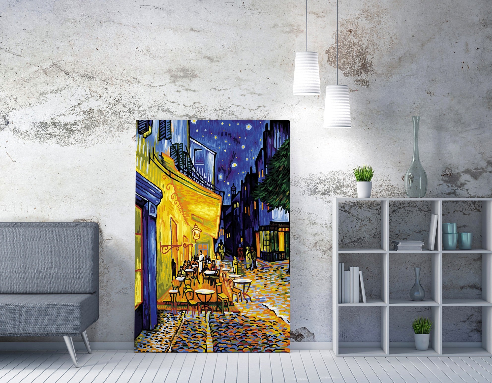 Pintura decorativa em tela de Vincent van Gogh, 50 x 70 cm | 50% poliéster / 50% algodão, moldura 100% madeira (2 x 3 cm) | Arte deslumbrante para decoração de casa
