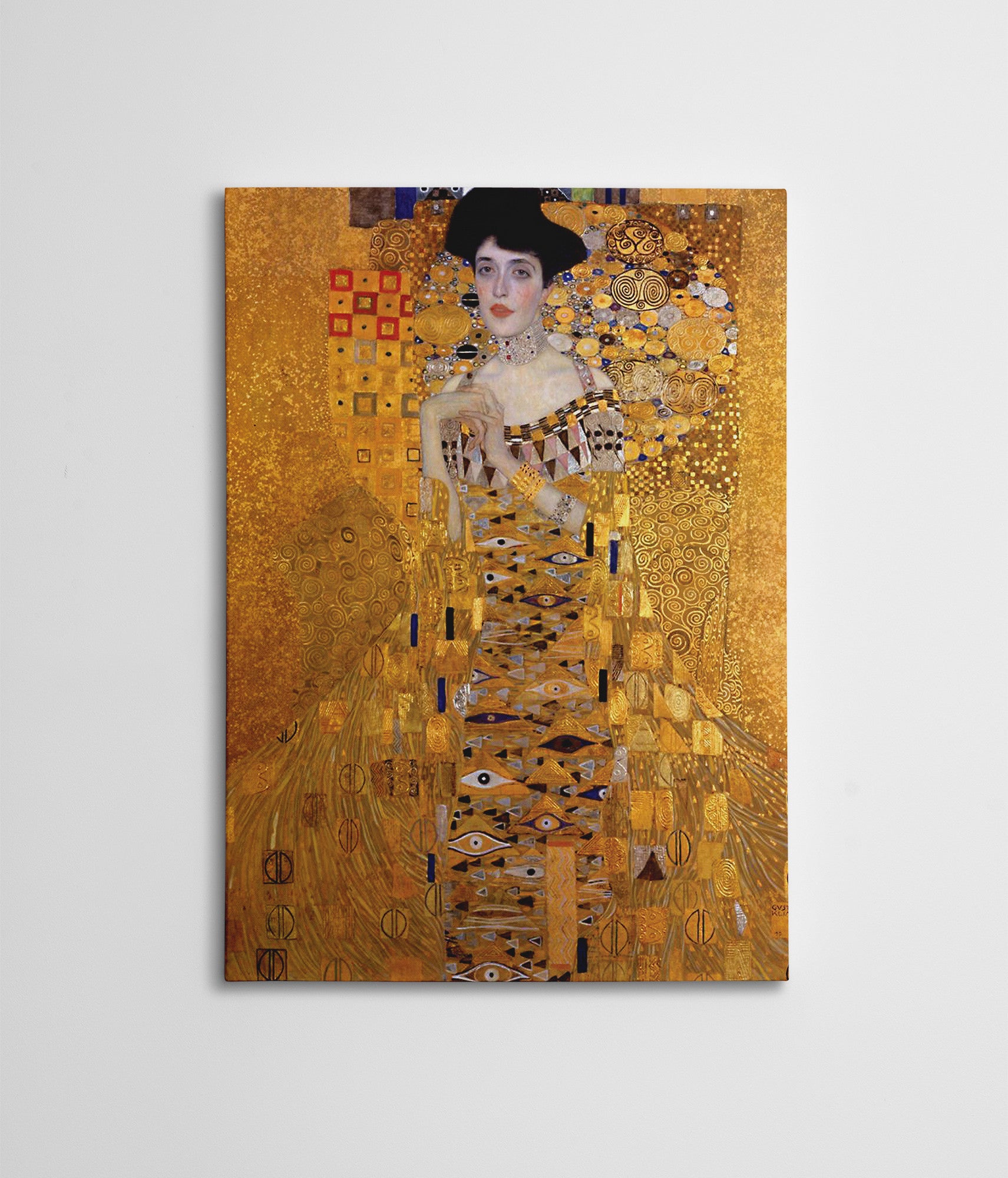 Pintura decorativa elegante em tela de Gustav Klimt, 50 x 70 cm | 50% poliéster / 50% algodão, moldura 100% madeira (2 x 3 cm) | Arte deslumbrante para decoração de casa