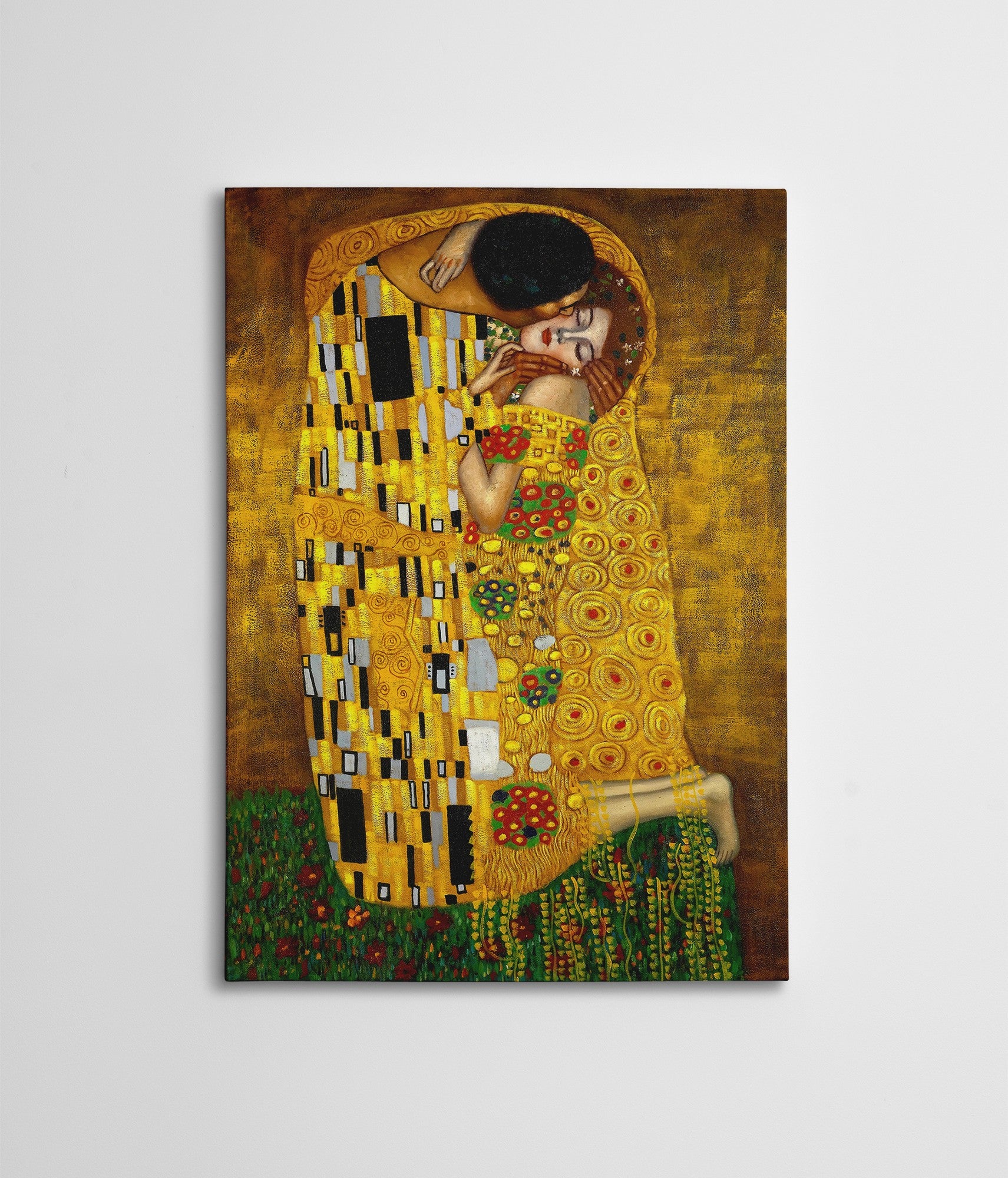 Pintura decorativa elegante em tela de Gustav Klimt, 50 x 70 cm | 50% poliéster / 50% algodão, moldura 100% madeira (2 x 3 cm) | Arte deslumbrante para decoração de casa