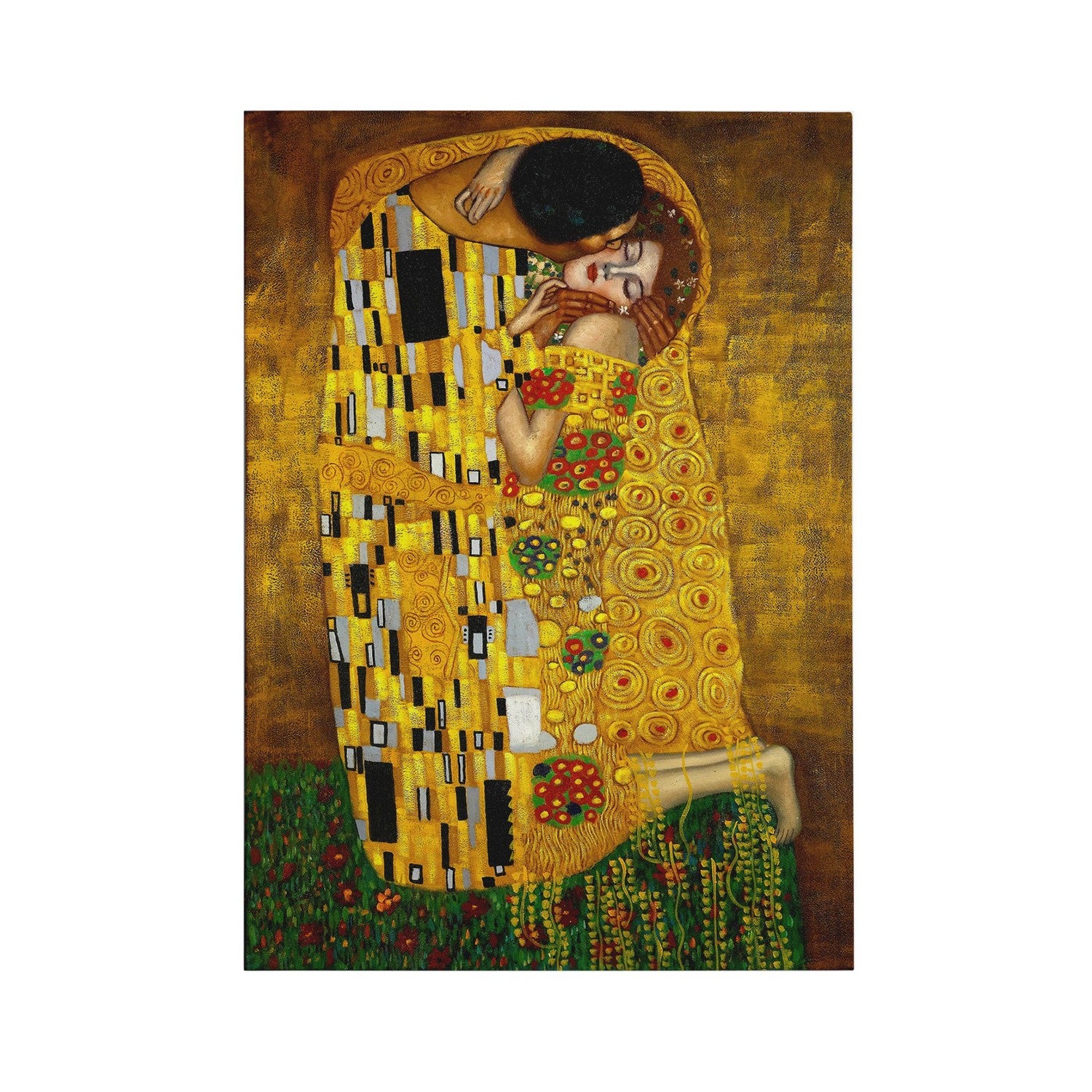 Pintura decorativa elegante em tela de Gustav Klimt, 50 x 70 cm | 50% poliéster / 50% algodão, moldura 100% madeira (2 x 3 cm) | Arte deslumbrante para decoração de casa