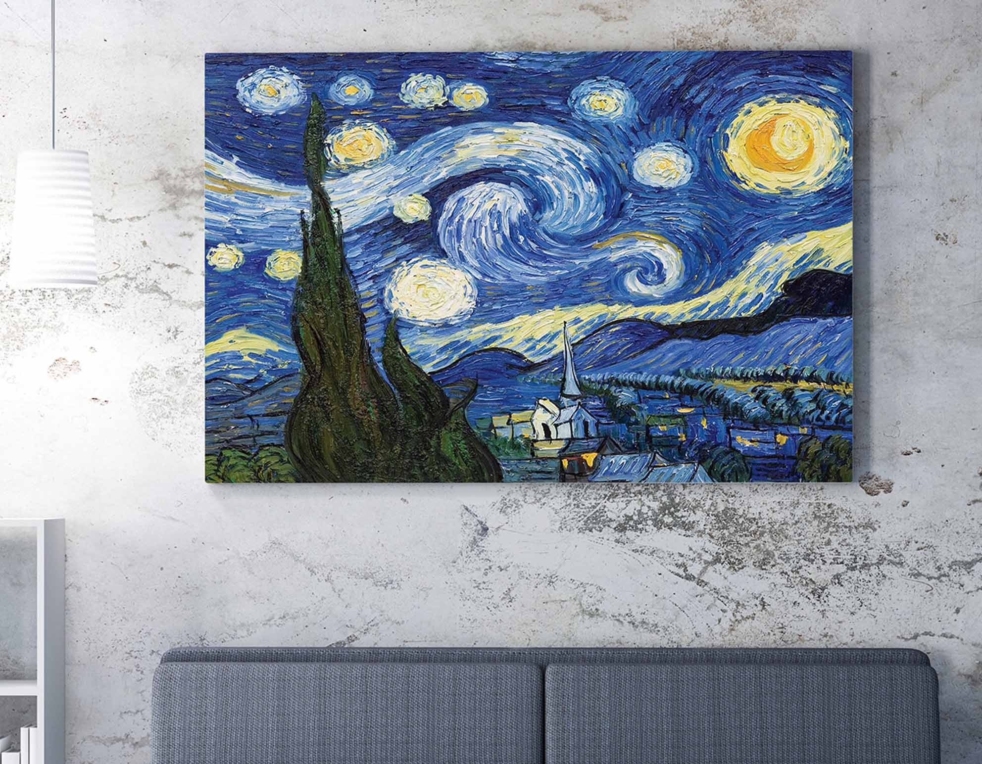 Pintura decorativa em tela de Vincent van Gogh, 50 x 70 cm | 50% poliéster / 50% algodão, moldura 100% madeira (2 x 3 cm) | Arte deslumbrante para decoração de casa