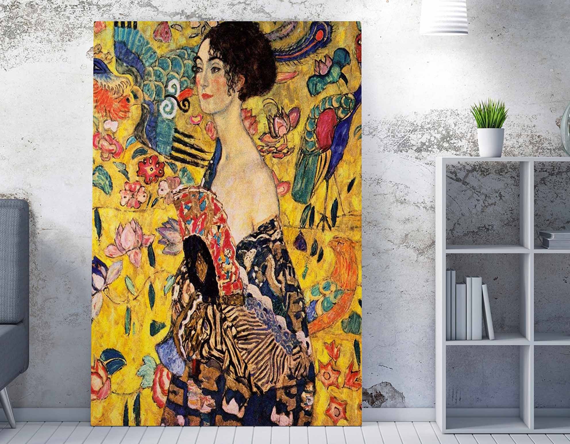 Impressionante pintura decorativa em tela de Gustav Klimt, 70 x 100 cm | 50% poliéster / 50% algodão, moldura 100% madeira (2 x 3 cm) | Perfeito para decoração de casa