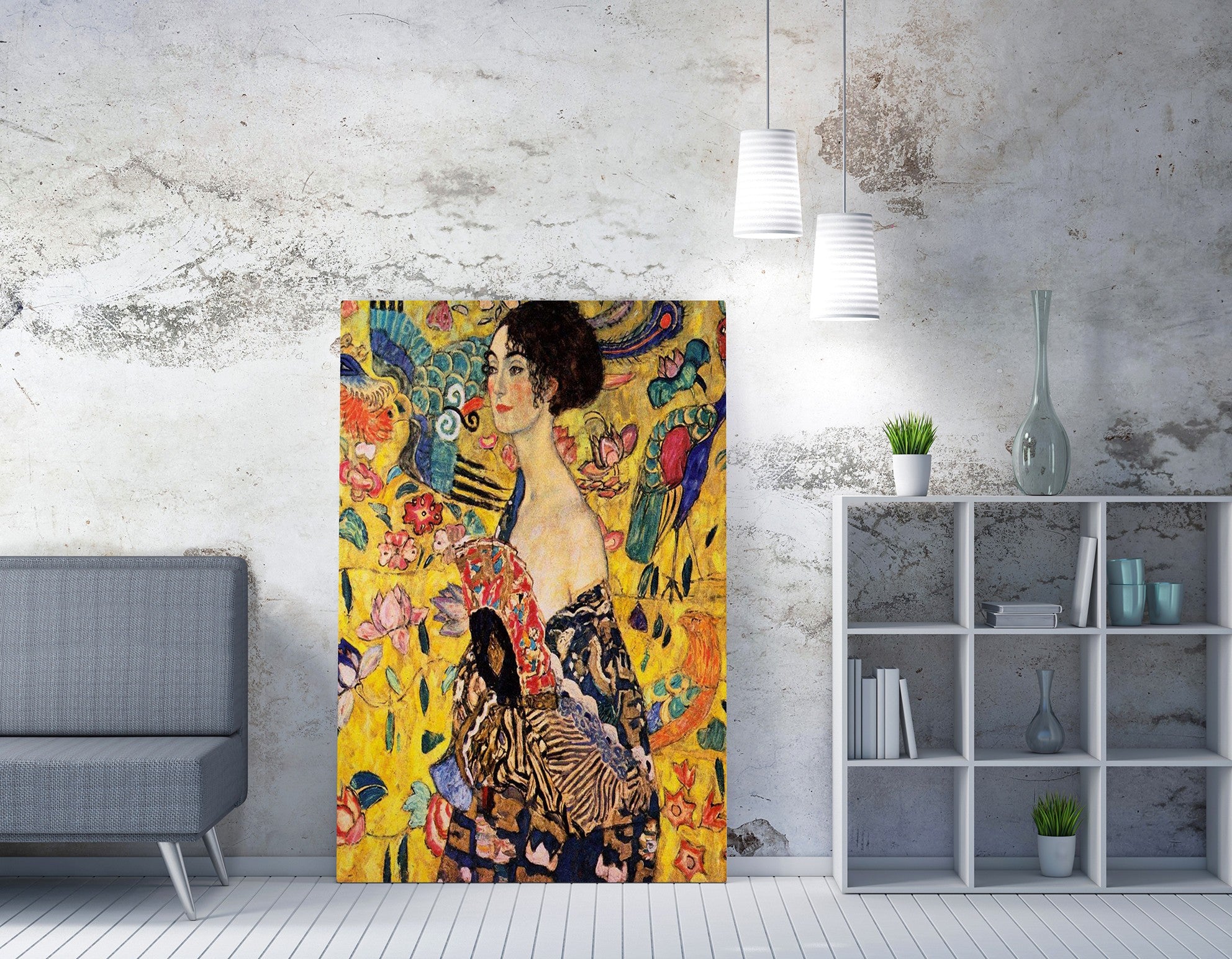 Impressionante pintura decorativa em tela de Gustav Klimt, 70 x 100 cm | 50% poliéster / 50% algodão, moldura 100% madeira (2 x 3 cm) | Perfeito para decoração de casa
