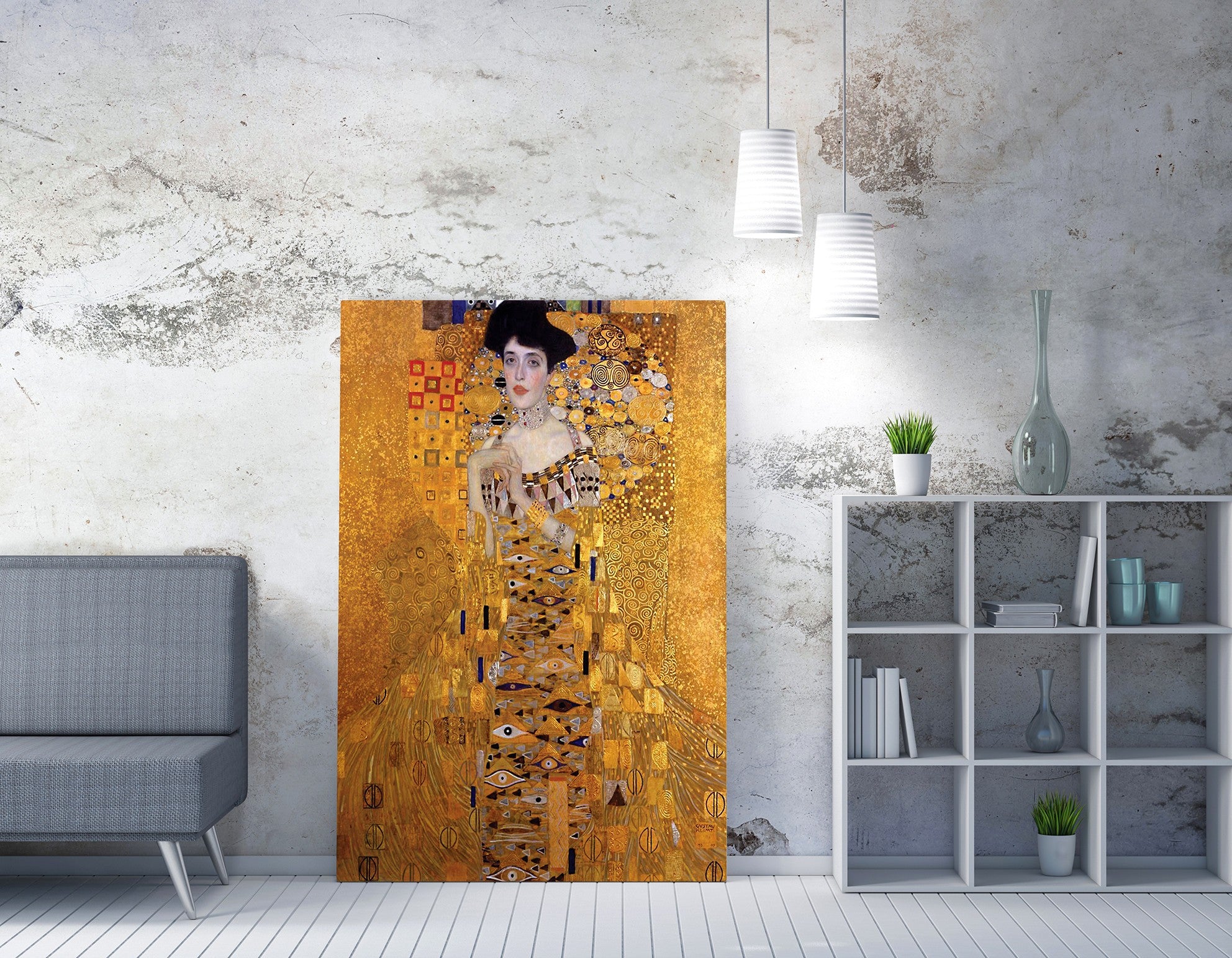 Impressionante pintura decorativa em tela de Gustav Klimt, 70 x 100 cm | 50% poliéster / 50% algodão, moldura 100% madeira (2 x 3 cm) | Perfeito para decoração de casa