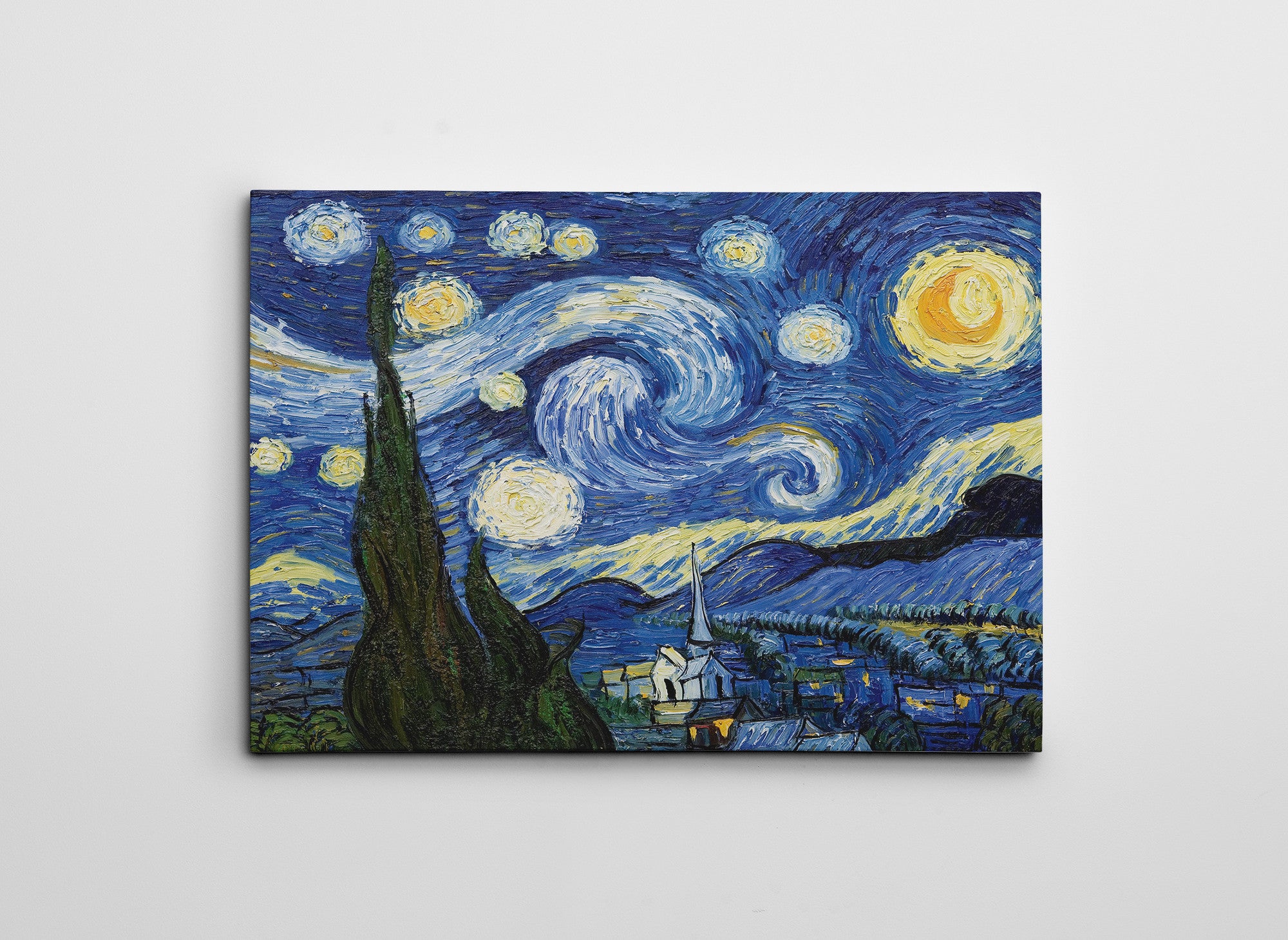 Pintura decorativa em tela de Vincent van Gogh, 70 x 100 cm, 50% poliéster/50% algodão, moldura 100% madeira (2 x 3 cm) | Arte deslumbrante para decoração de casa