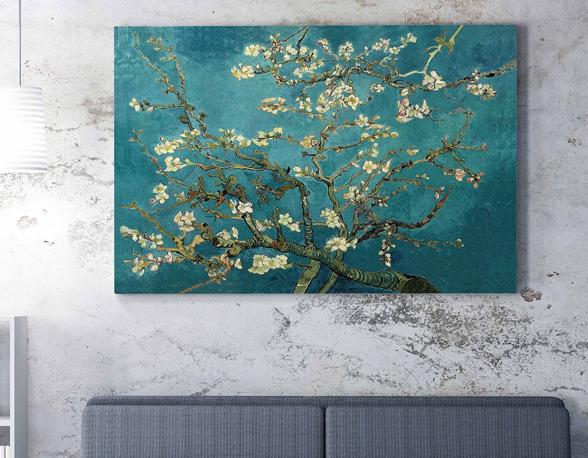 Pintura decorativa em tela de Vincent van Gogh, 70 x 100 cm, 50% poliéster/50% algodão, moldura 100% madeira (2 x 3 cm) | Arte deslumbrante para decoração de casa