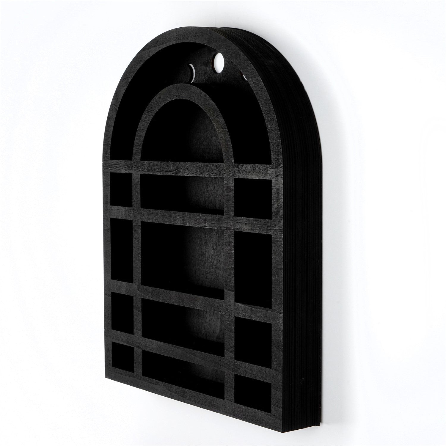 Acessório Decorativo de Parede 100% Madeira Preta MEH140, Corte a Laser, 38 x 6 x 48 cm