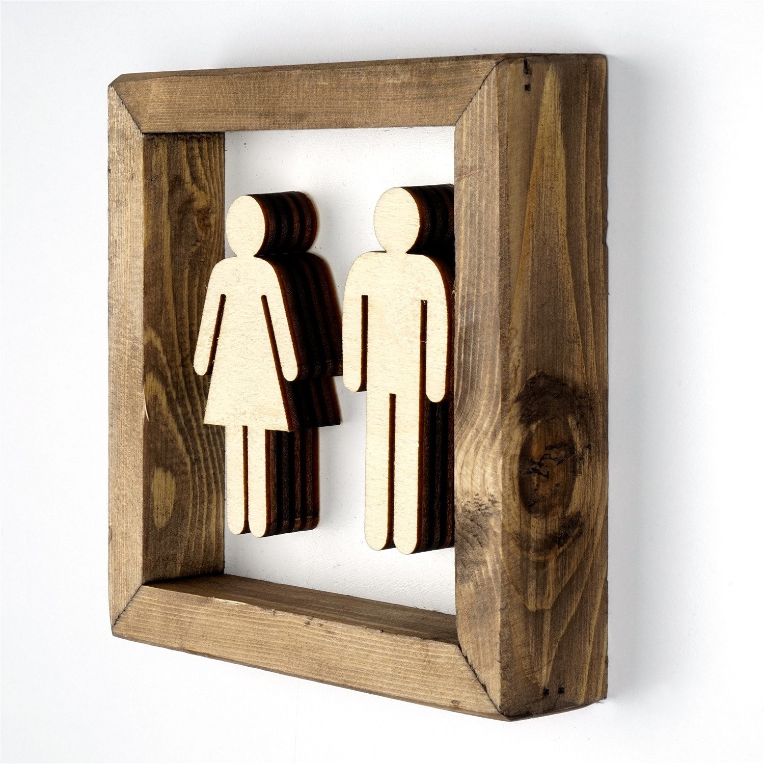 Acessório de Parede Decorativo em Madeira (MDF 3 mm) com Moldura em Abeto – Nogueira e Branco, 17 x 3,5 x 17 cm