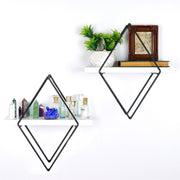 Prateleira de parede de metal decorativa-WR057-Branco