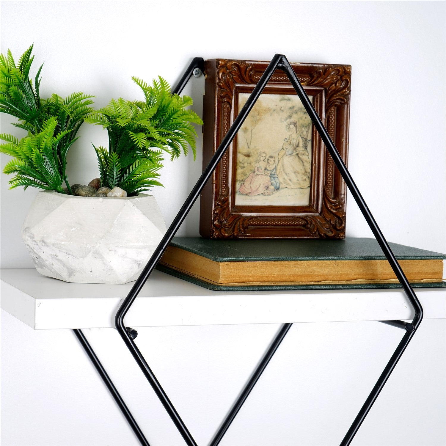 Prateleira de parede de metal decorativa-WR057-Branco