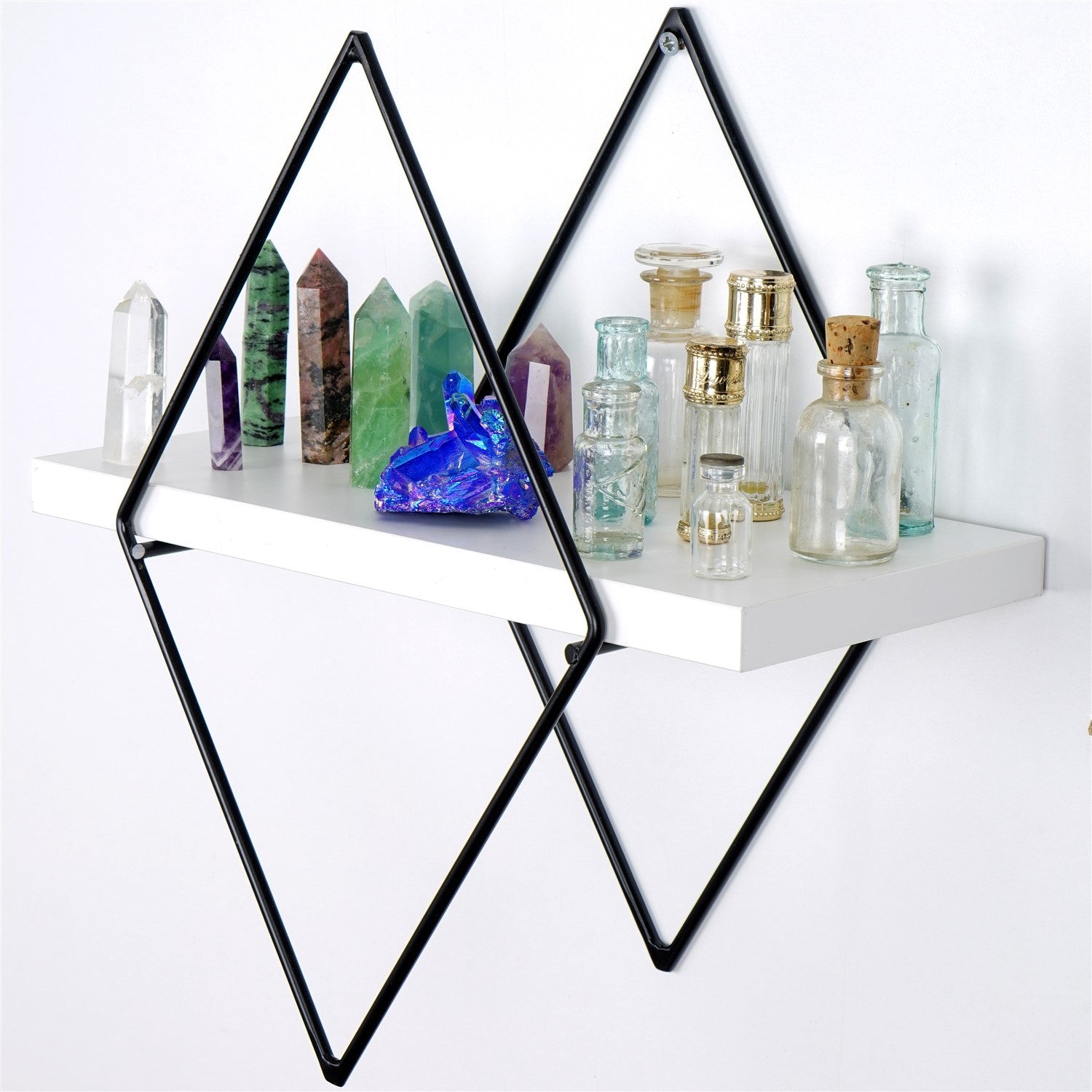 Prateleira de parede de metal decorativa-WR057-Branco