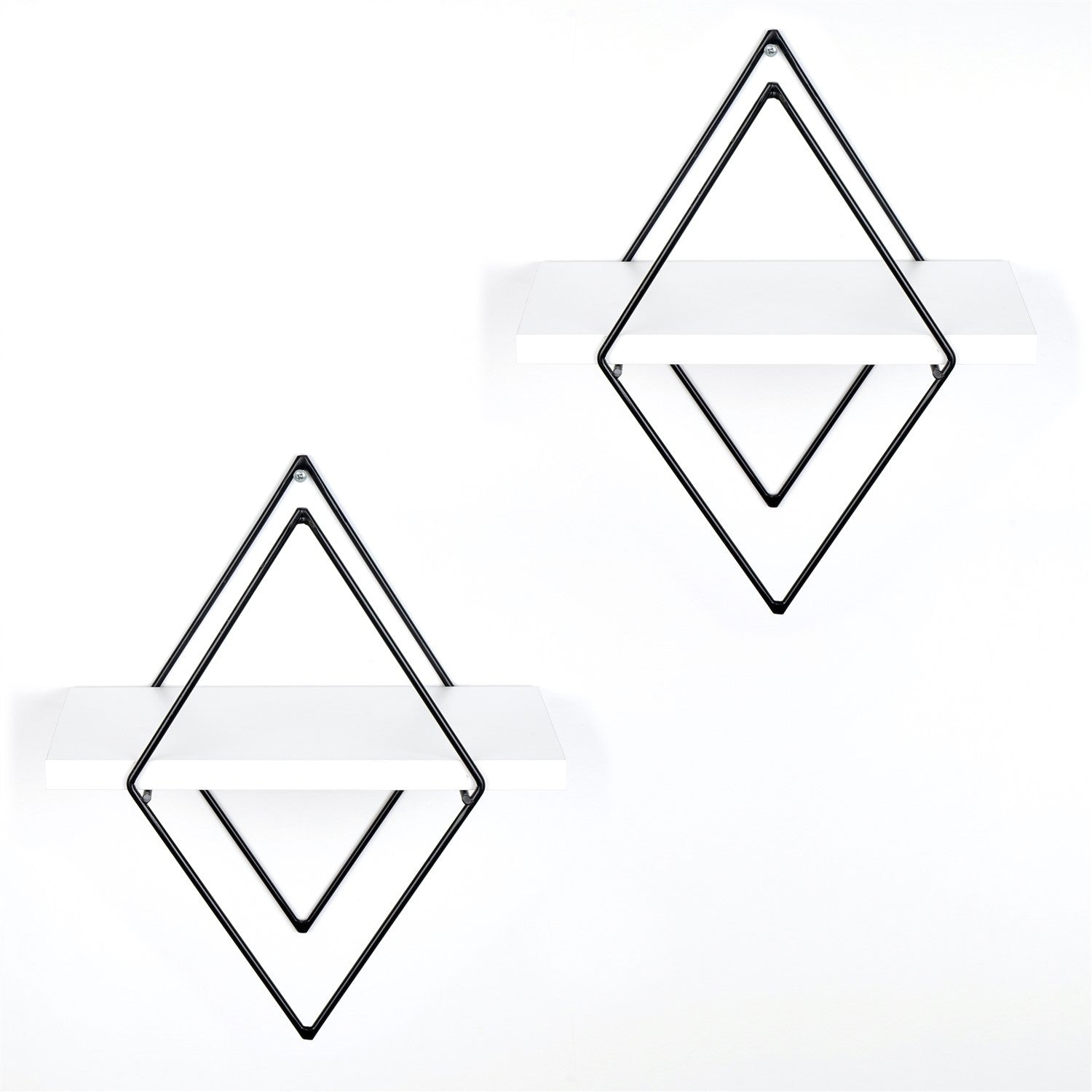 Prateleira de parede de metal decorativa-WR057-Branco