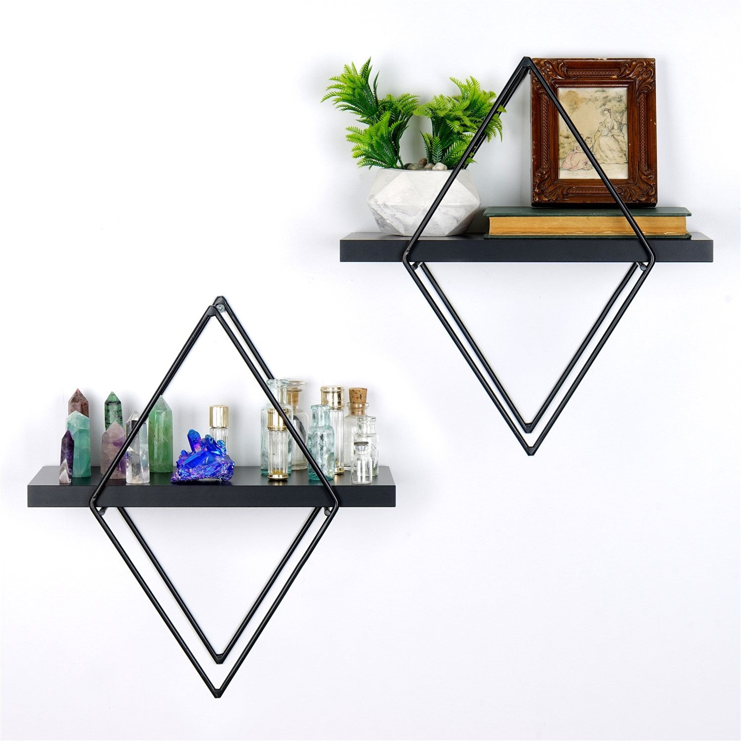 Prateleira de parede de metal decorativa-WR058-Preto