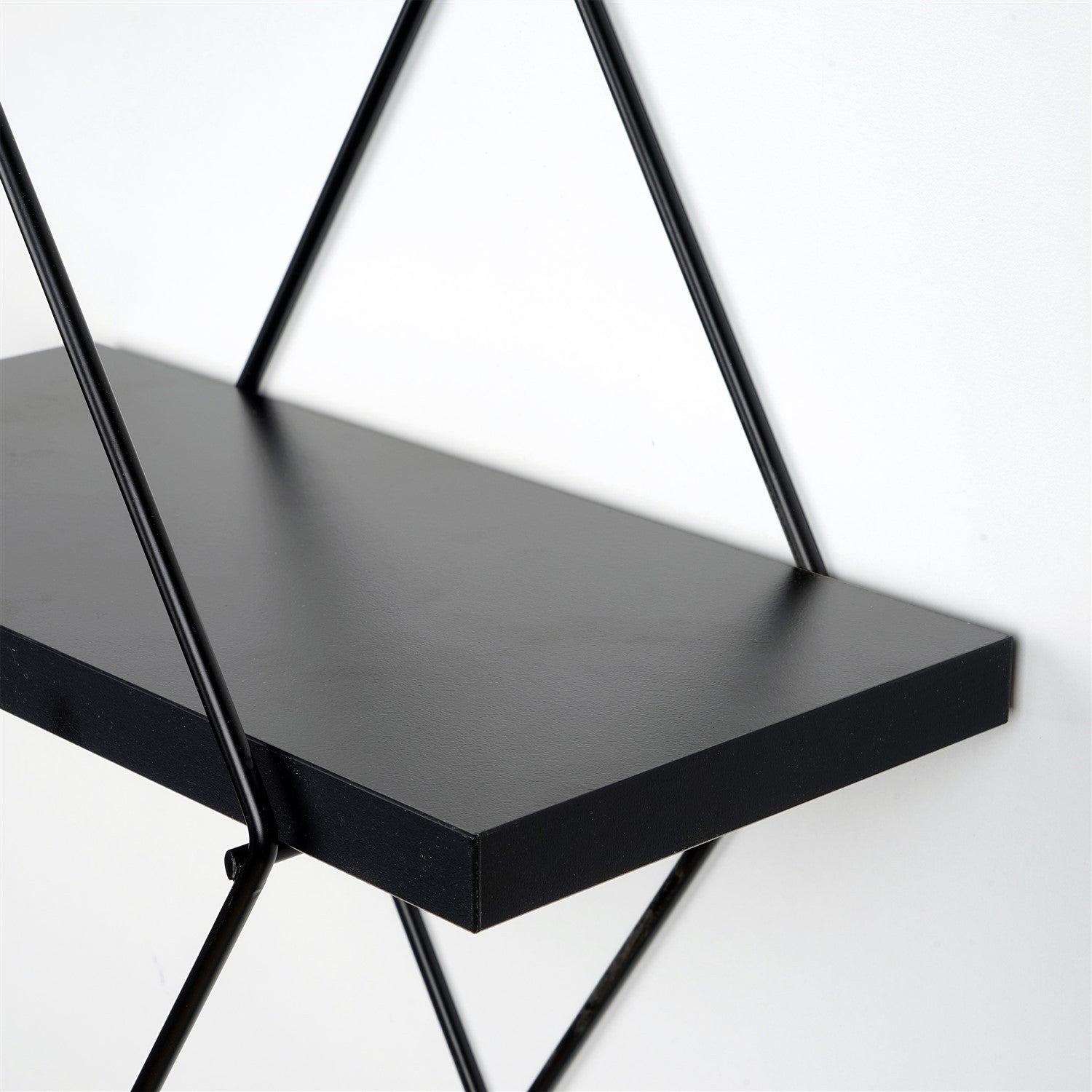 Prateleira de parede de metal decorativa-WR058-Preto