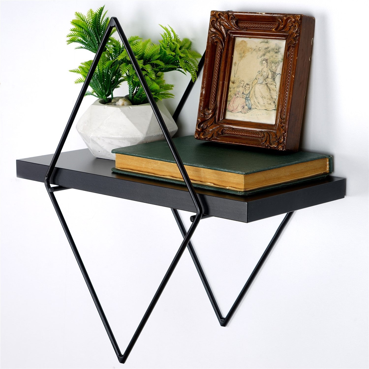 Prateleira de parede de metal decorativa-WR058-Preto