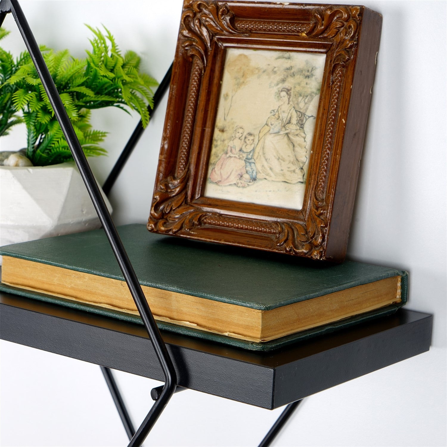 Prateleira de parede de metal decorativa-WR058-Preto