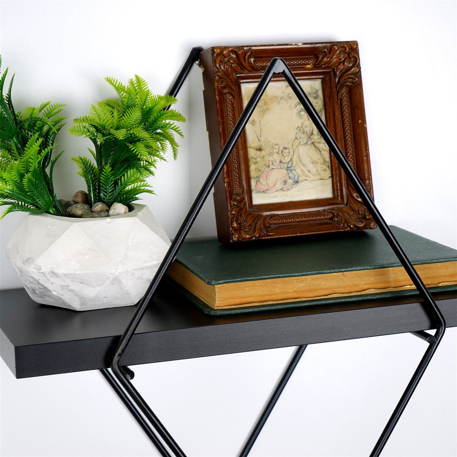 Prateleira de parede de metal decorativa-WR058-Preto