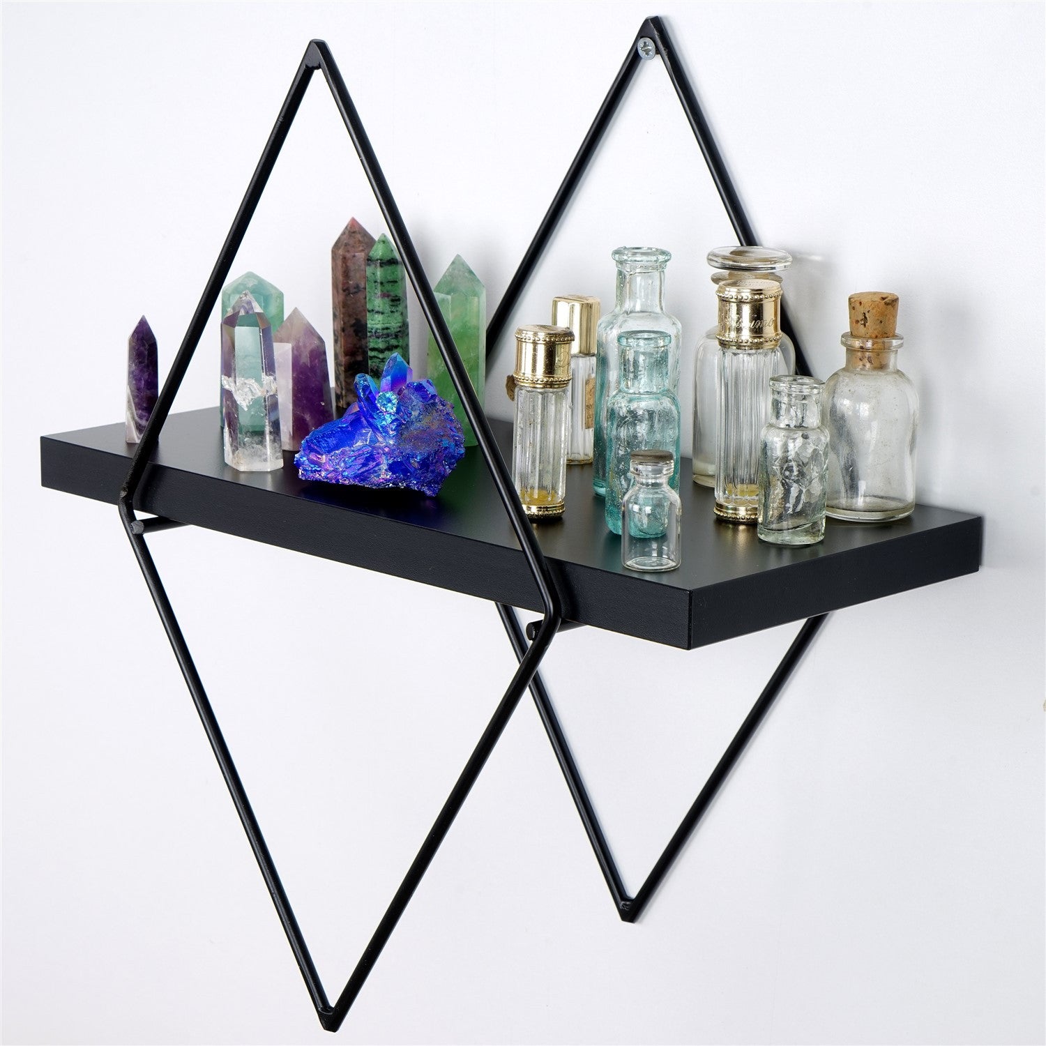 Prateleira de parede de metal decorativa-WR058-Preto