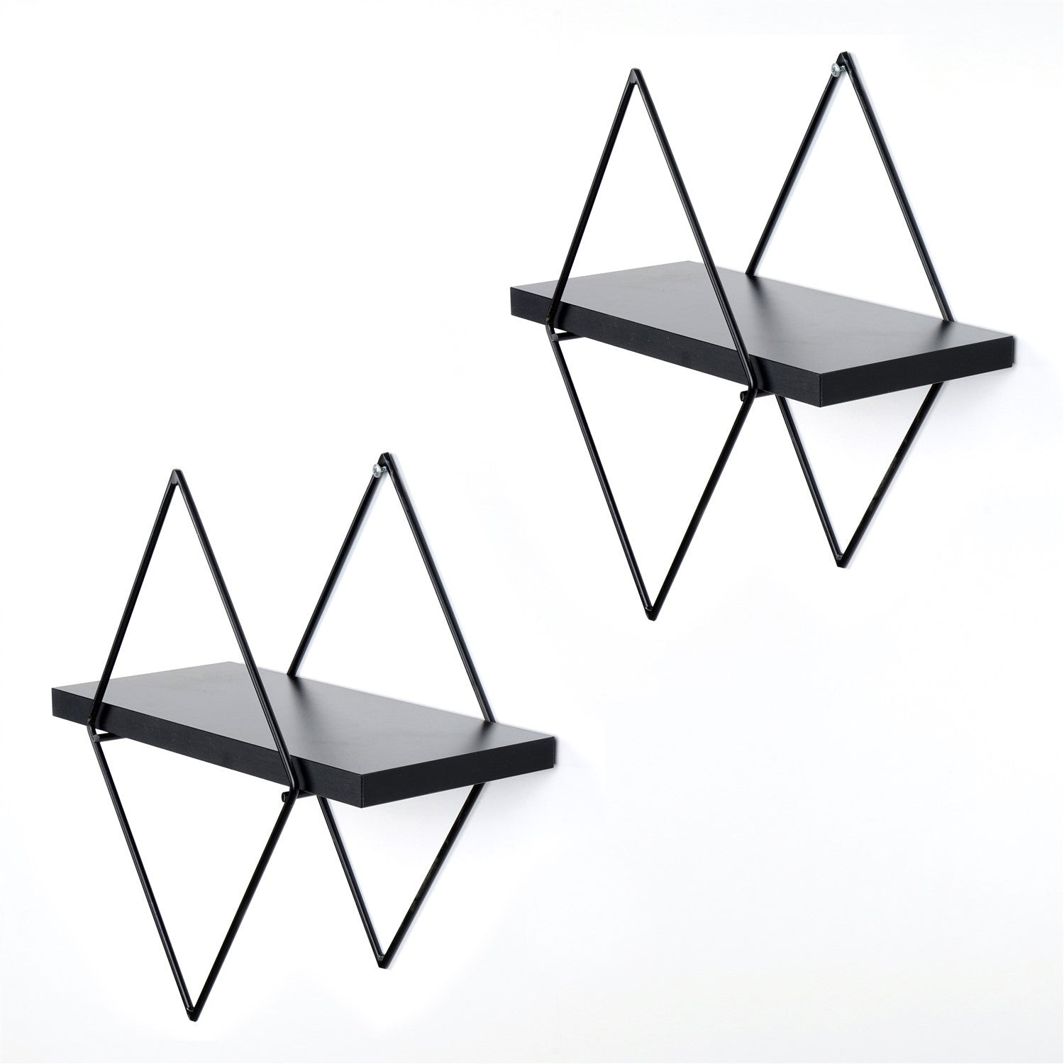 Prateleira de parede de metal decorativa-WR058-Preto