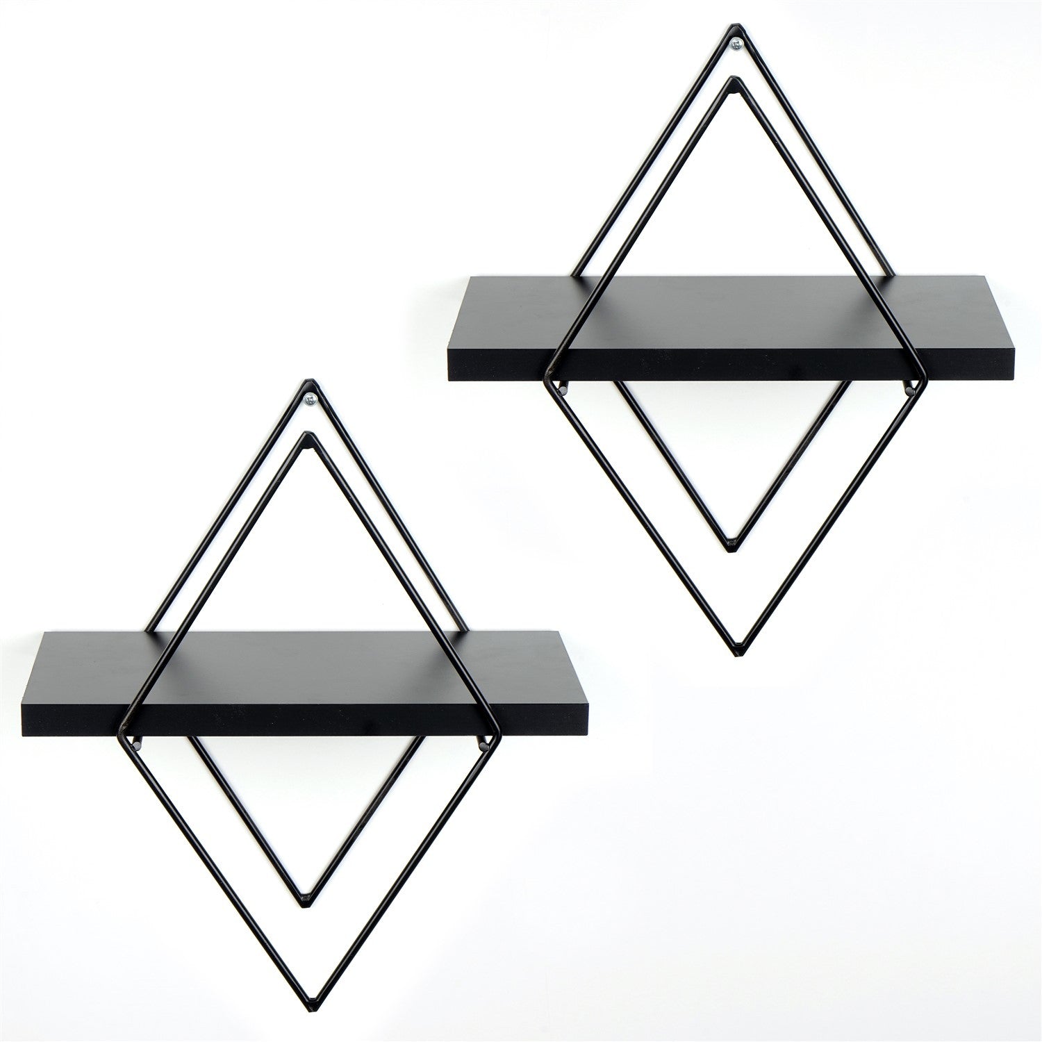 Prateleira de parede de metal decorativa-WR058-Preto