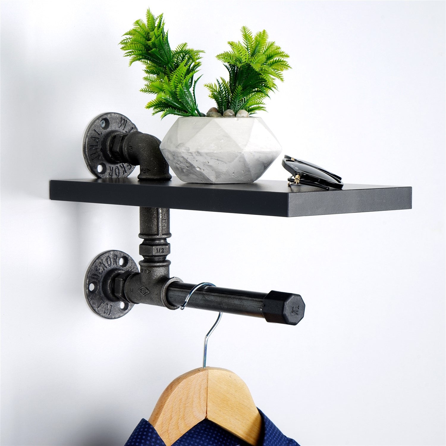 Prateleira de Tubo 100% MDF, 15 x 28 x 15 cm, Preto — BORURAF238