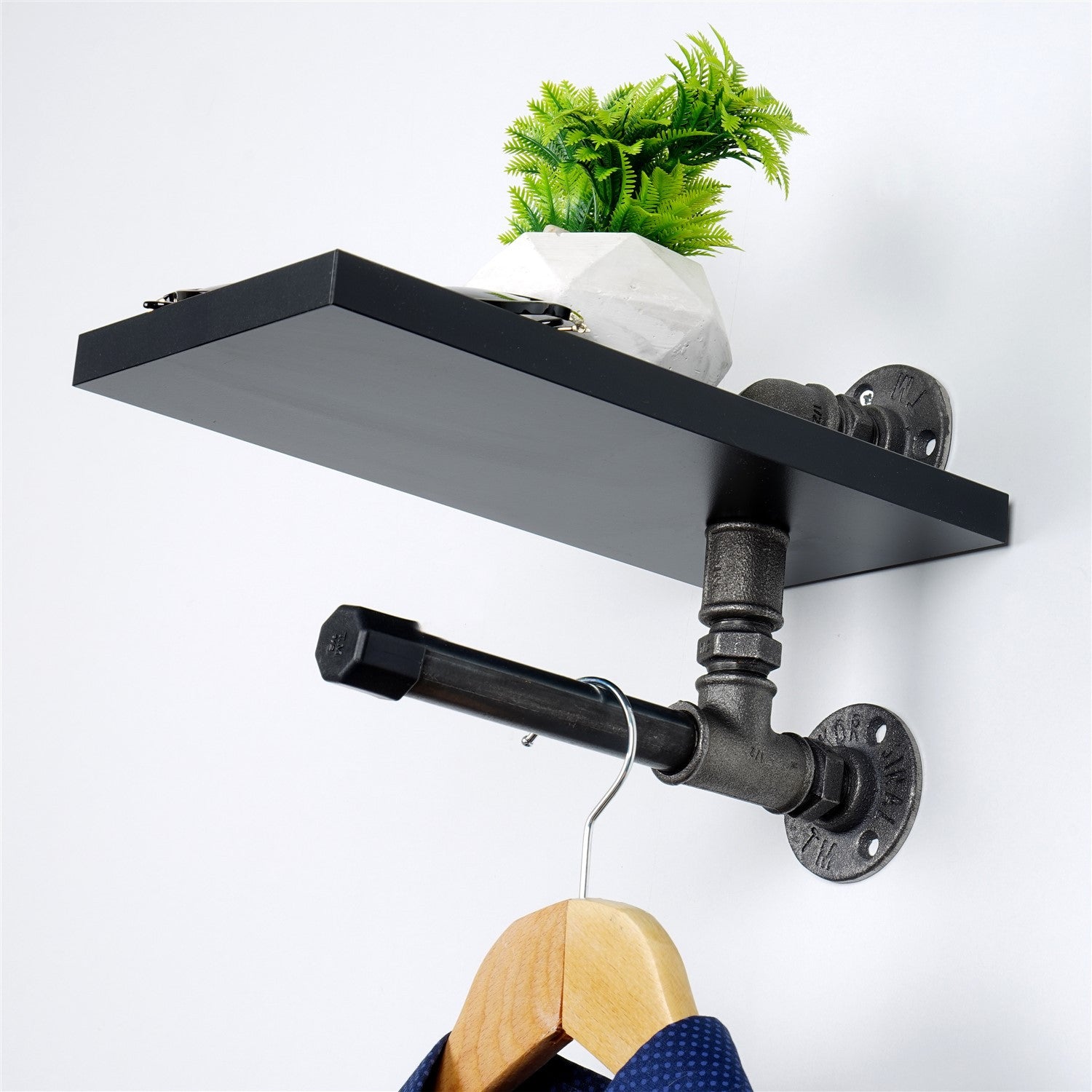 Prateleira de Tubo 100% MDF, 15 x 28 x 15 cm, Preto — BORURAF238