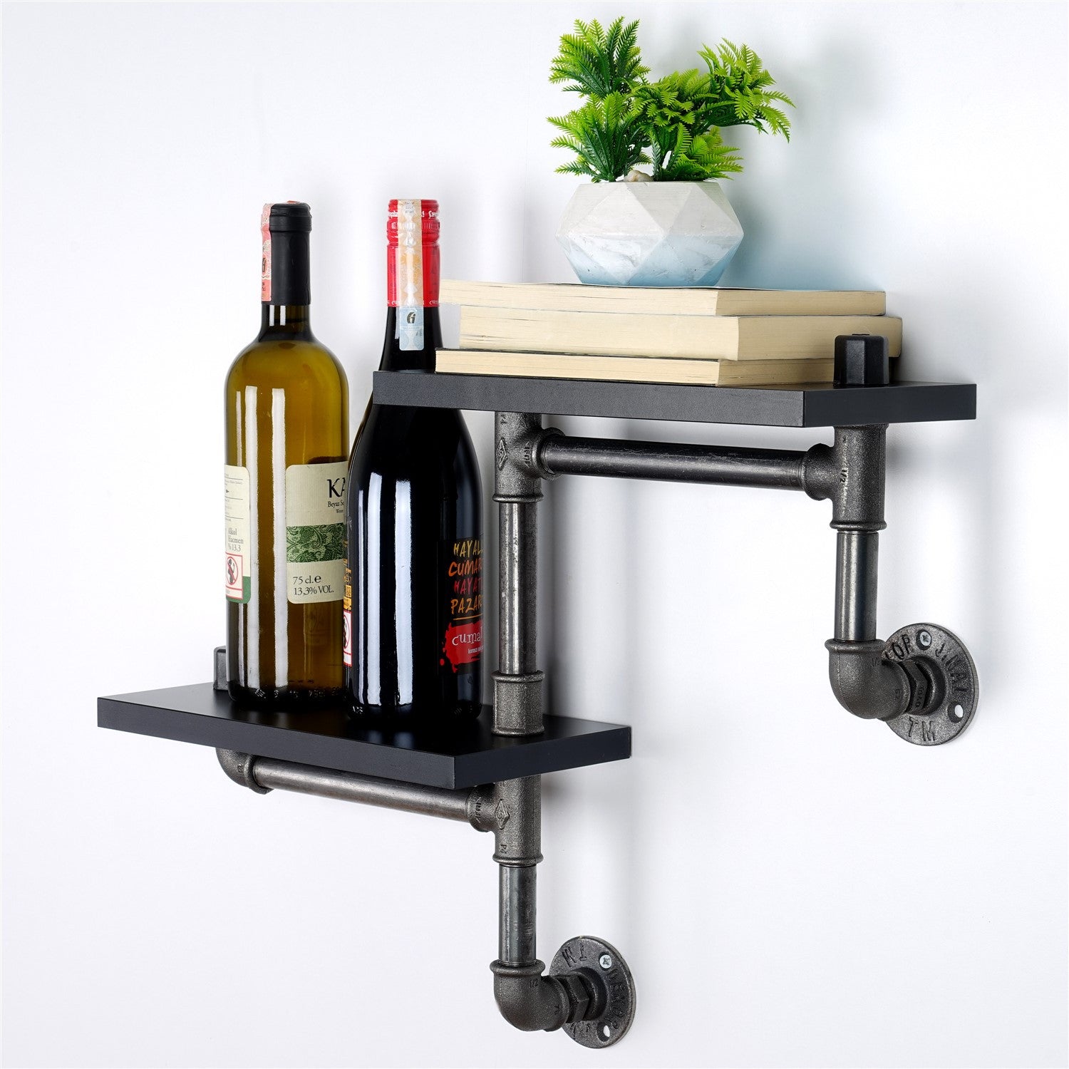 Prateleira de Parede Pipe BORURAF242 - Preto - MDF 100% - 56 x 13 x 42 cm - 3,6 kg
