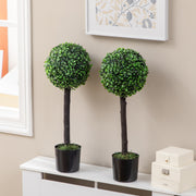 Conjunto de 2 Plantas Artificiais Decorativas – 60cm – Verde – PEVA, PE, PP e cimento