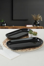 Conjunto de pratos – 26 x 12,2 x 3 cm – Preto – Cerâmica