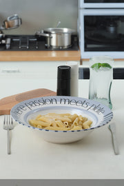 Prato de Cerâmica – 26 cm – Branco e Azul – Cerâmica