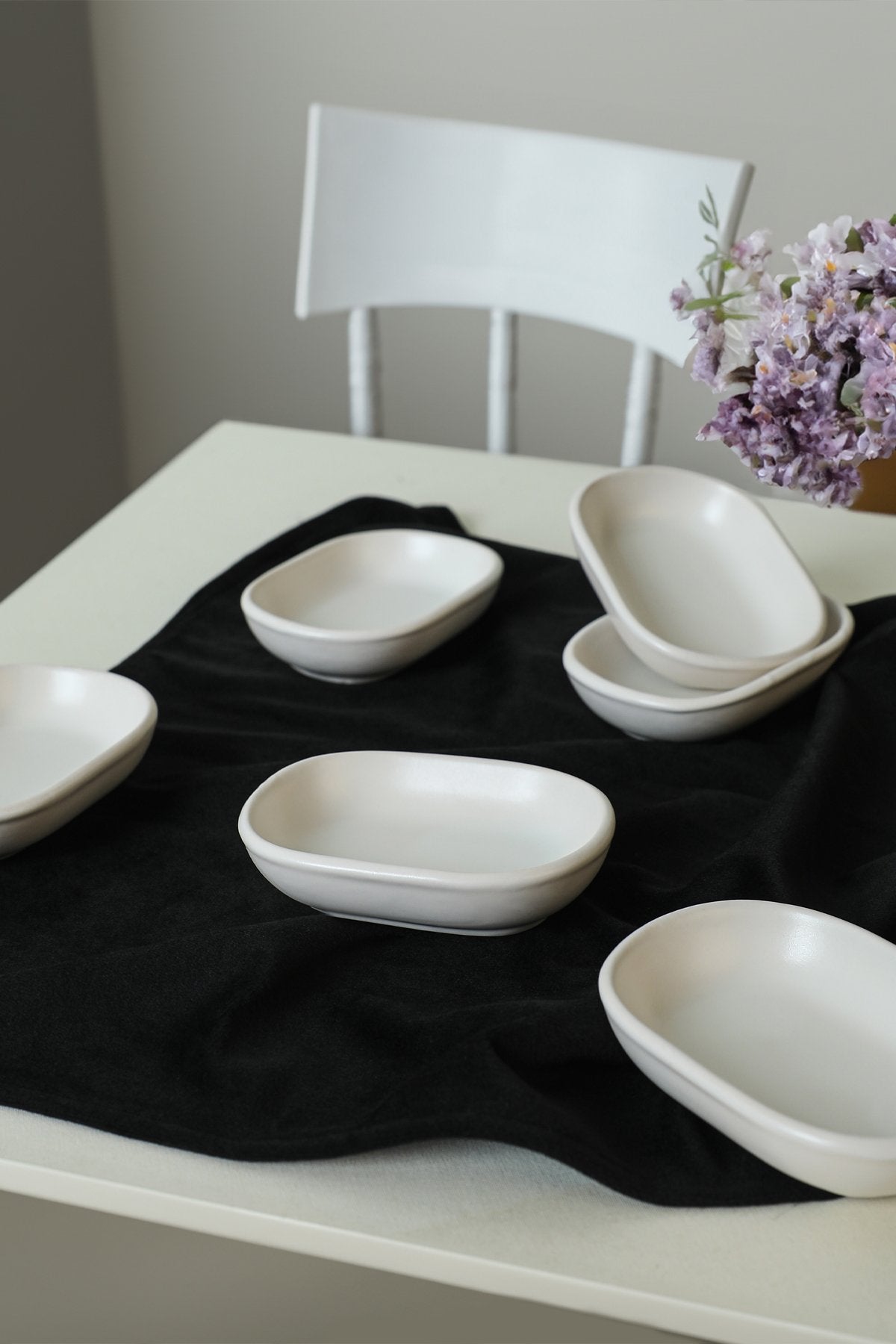 Conjunto de tigelas para aperitivos – 11 cm – Branco mate – Cerâmica