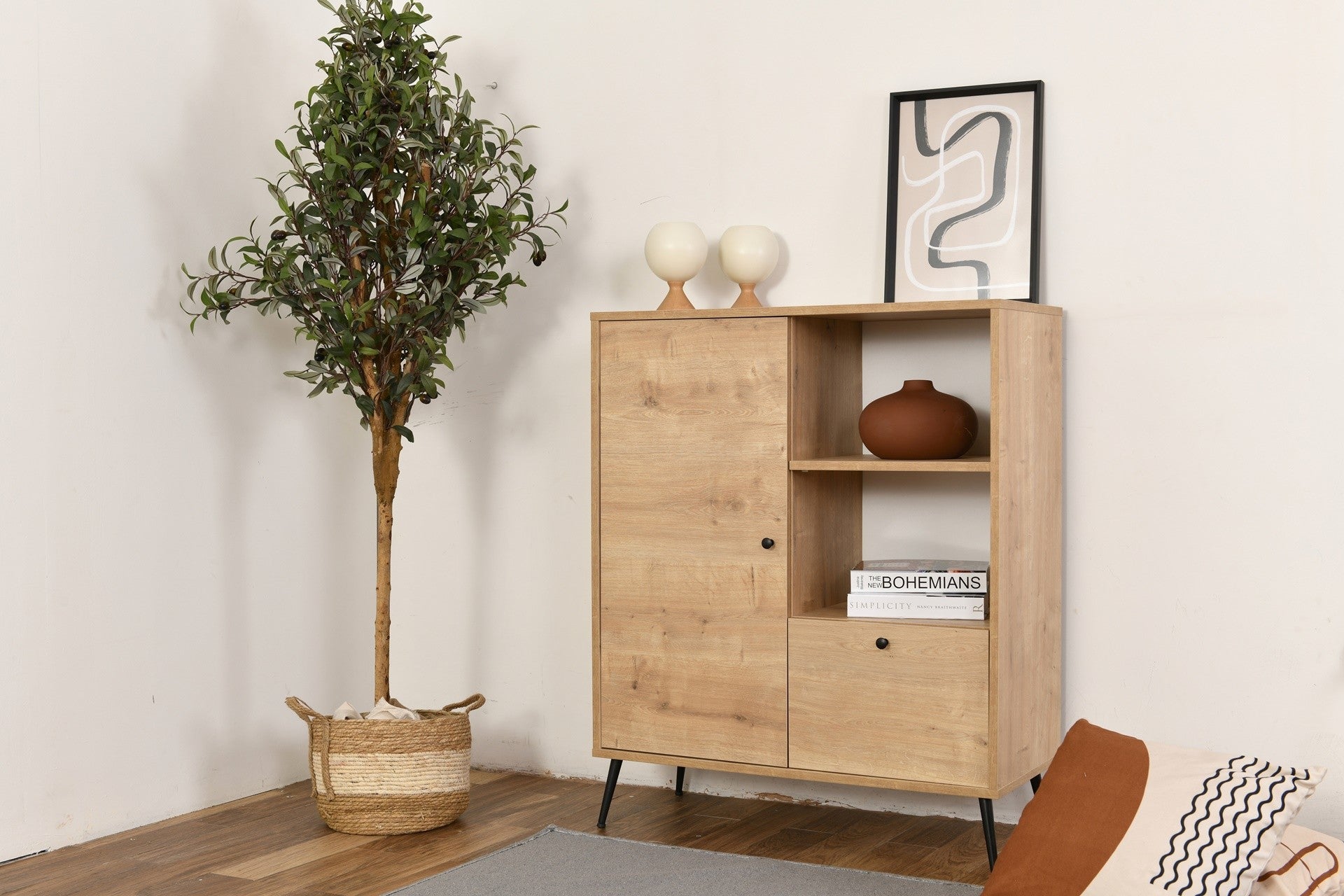 Armário multiuso – 90 cm x 105 cm x 41 cm – Carvalho – MDF e Aglomerado