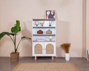 Estante de livros – 90 cm x 158 cm x 41 cm – Branco e Carvalho – MDF