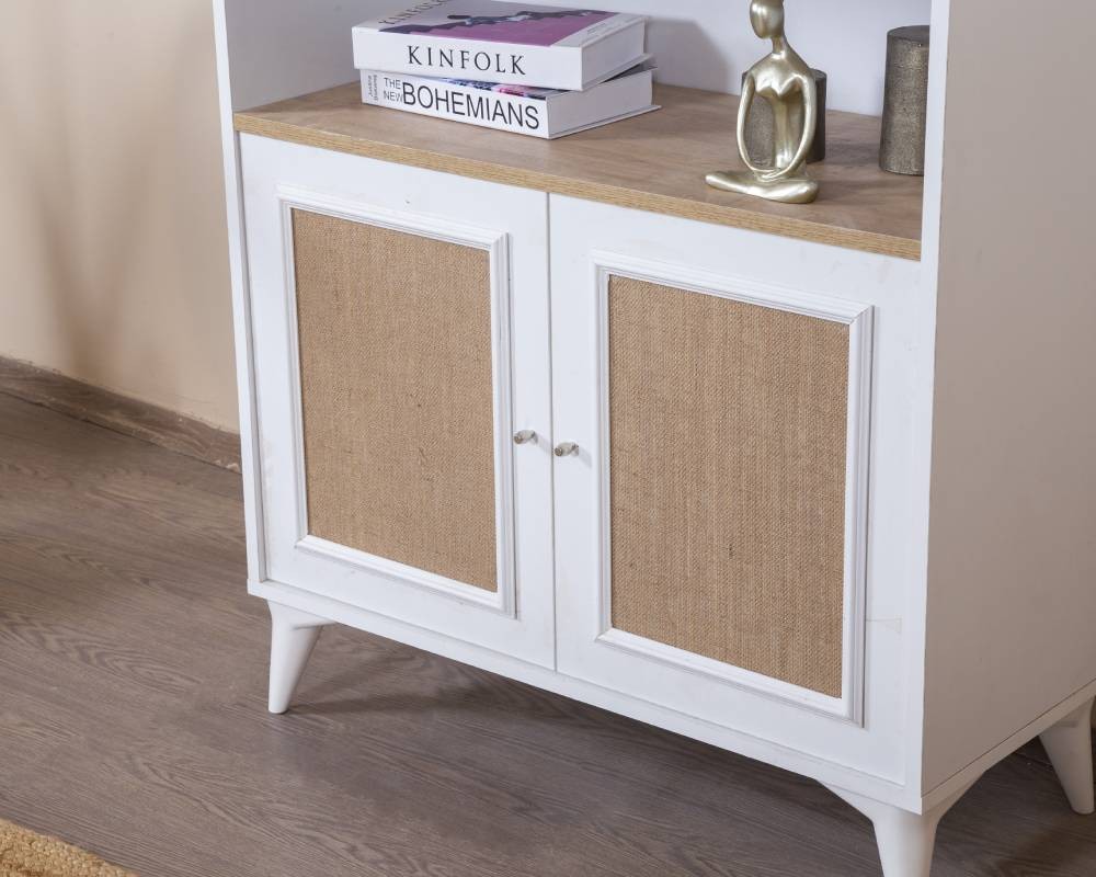 Estante de livros – 90 cm x 158 cm x 41 cm – Branco e Carvalho – MDF