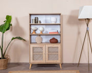 Estante de livros – 90 cm x 158 cm x 41 cm – Branco e Carvalho – Aglomerado revestido de melamina, MDF e madeira de pinho