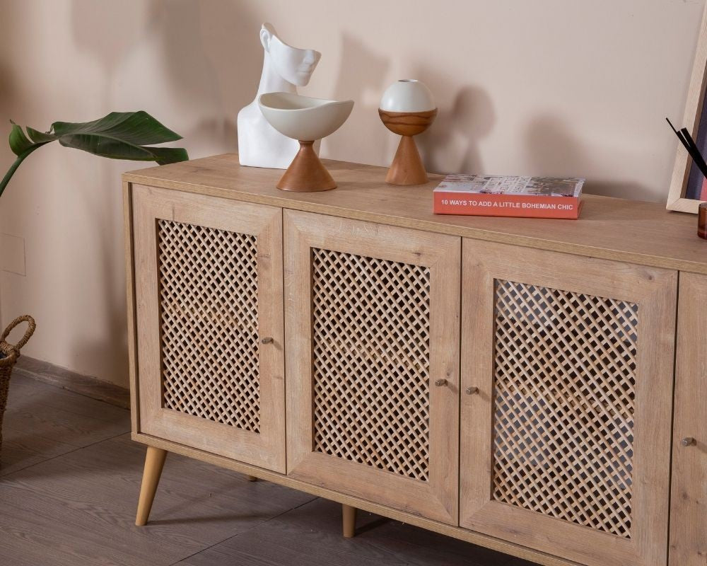 Aparador de Carvalho – 80 cm x 180 cm x 41 cm – Carvalho – MDF e Madeira de Pinho