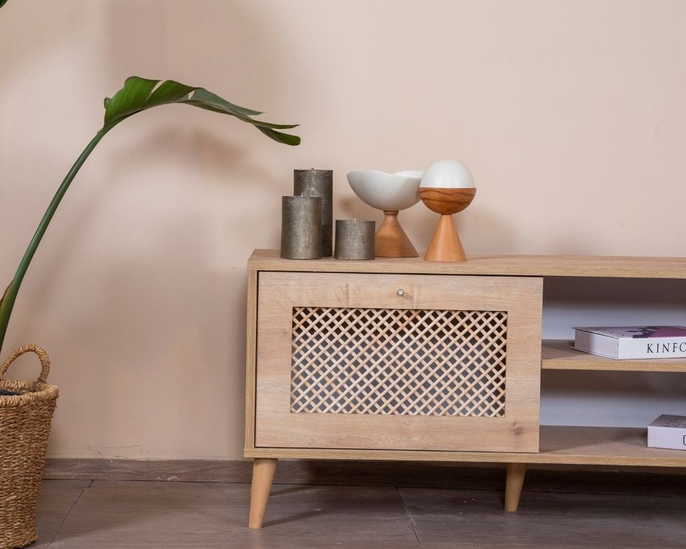 Móvel de TV – 55 cm x 180 cm x 41 cm – Carvalho – Aglomerado e MDF