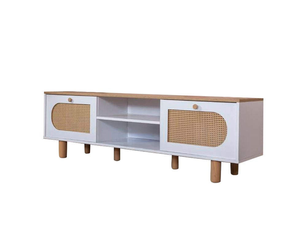 Móvel de TV – 55 cm x 180 cm x 41 cm – Branco e Carvalho – MDF