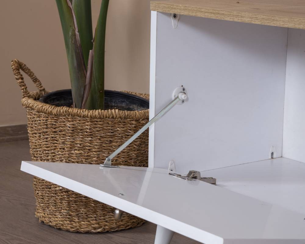 Móvel de TV – 55 cm x 180 cm x 41 cm – Branco e Carvalho – MDF