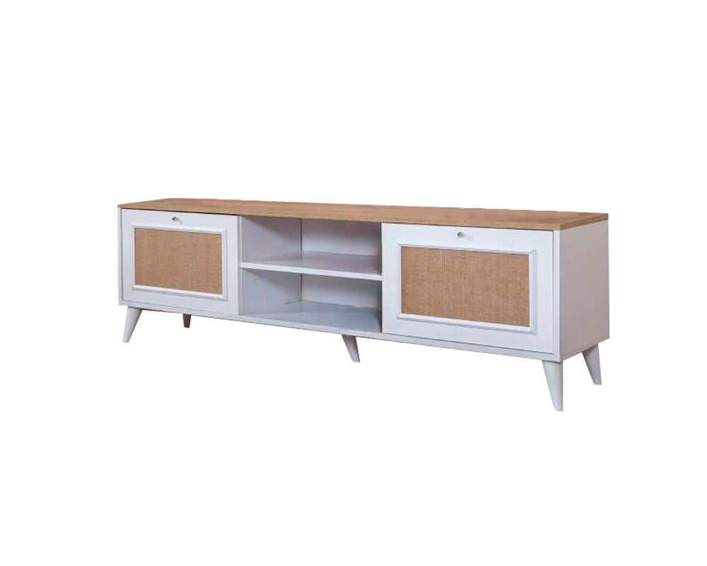 Móvel de TV – 55 cm x 180 cm x 41 cm – Branco e Carvalho – MDF