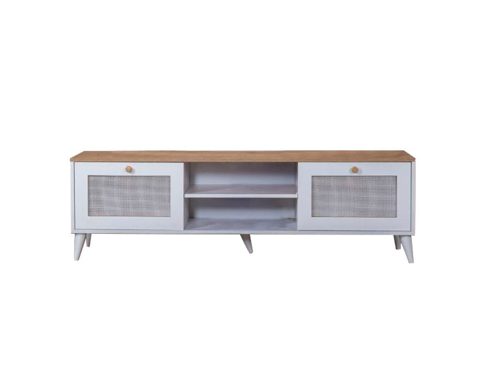 Móvel de TV – 55 cm x 180 cm x 41 cm – Branco e Carvalho – MDF
