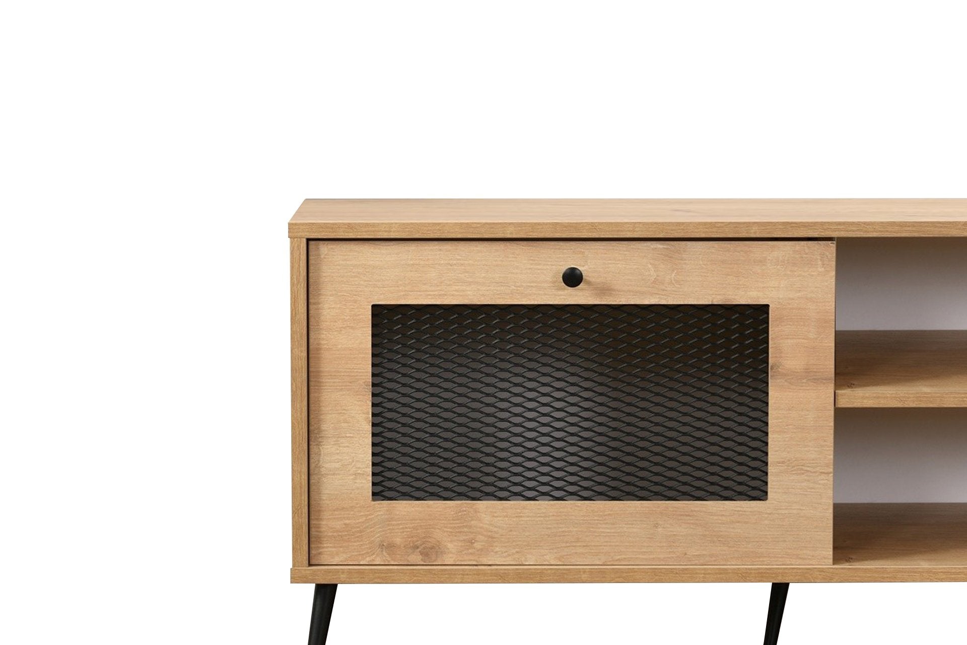 Suporte de TV elegante em carvalho, 138 x 55 x 41 cm | Painel de partículas 100% revestido, pés de arame e capa | Design moderno para salas de estar e espaços de entretenimento