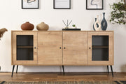 Aparador elegante em carvalho com pernas de metal, 180 x 41 x 81 cm | Painel de partículas 100% revestido, revestimento em arame | Perfeita para salas de estar e entradas Modernos