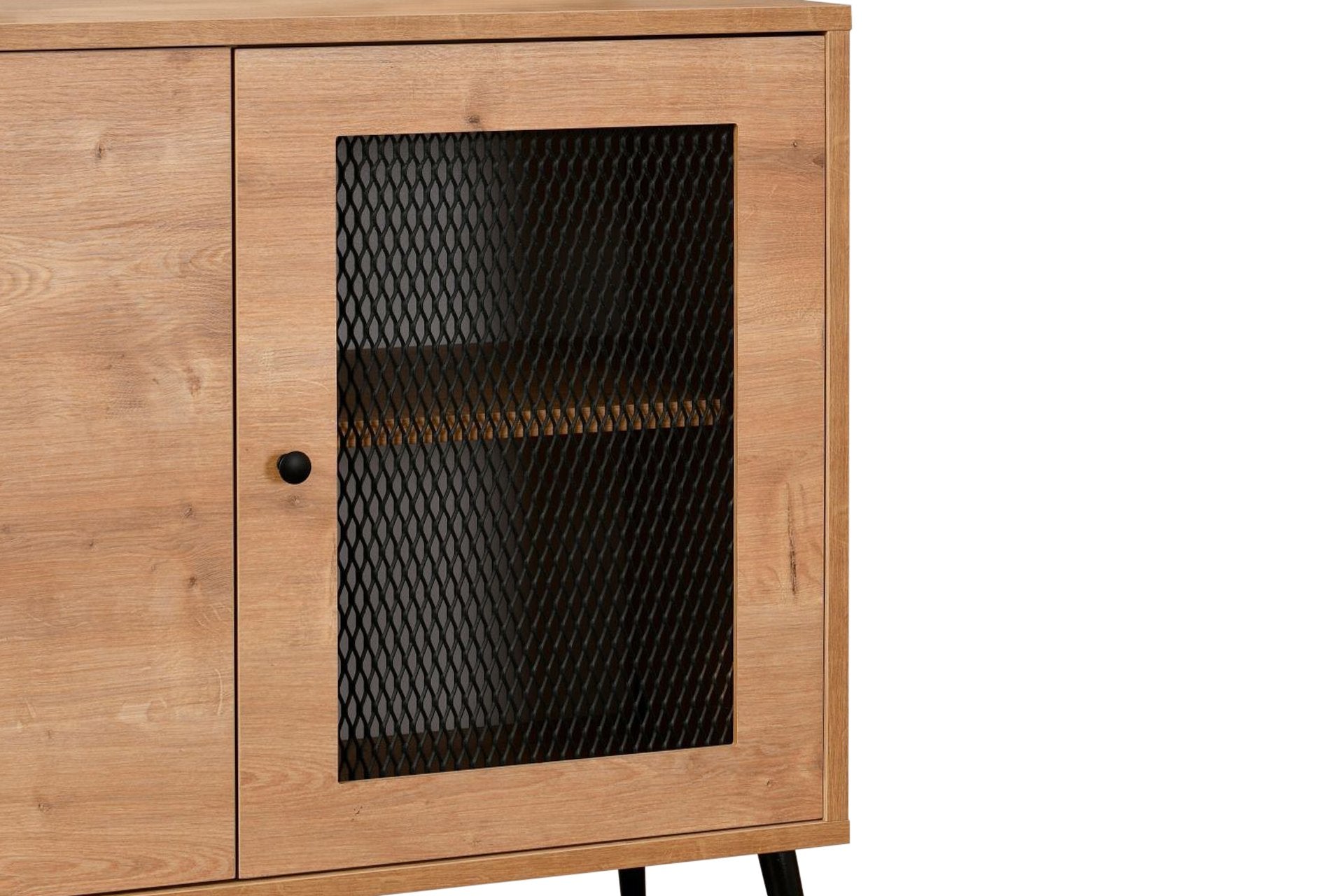 Aparador elegante em carvalho com pernas de metal, 180 x 41 x 81 cm | Painel de partículas 100% revestido, revestimento em arame | Perfeita para salas de estar e entradas Modernos