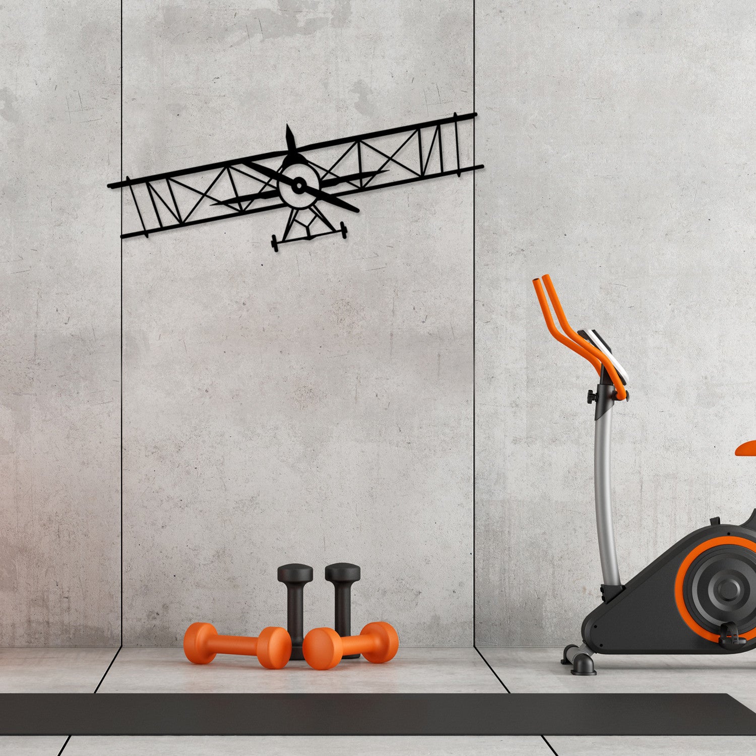 Avião em Metal para Parede — Preto, 70x23 cm, 100% Metal (1,2 mm)