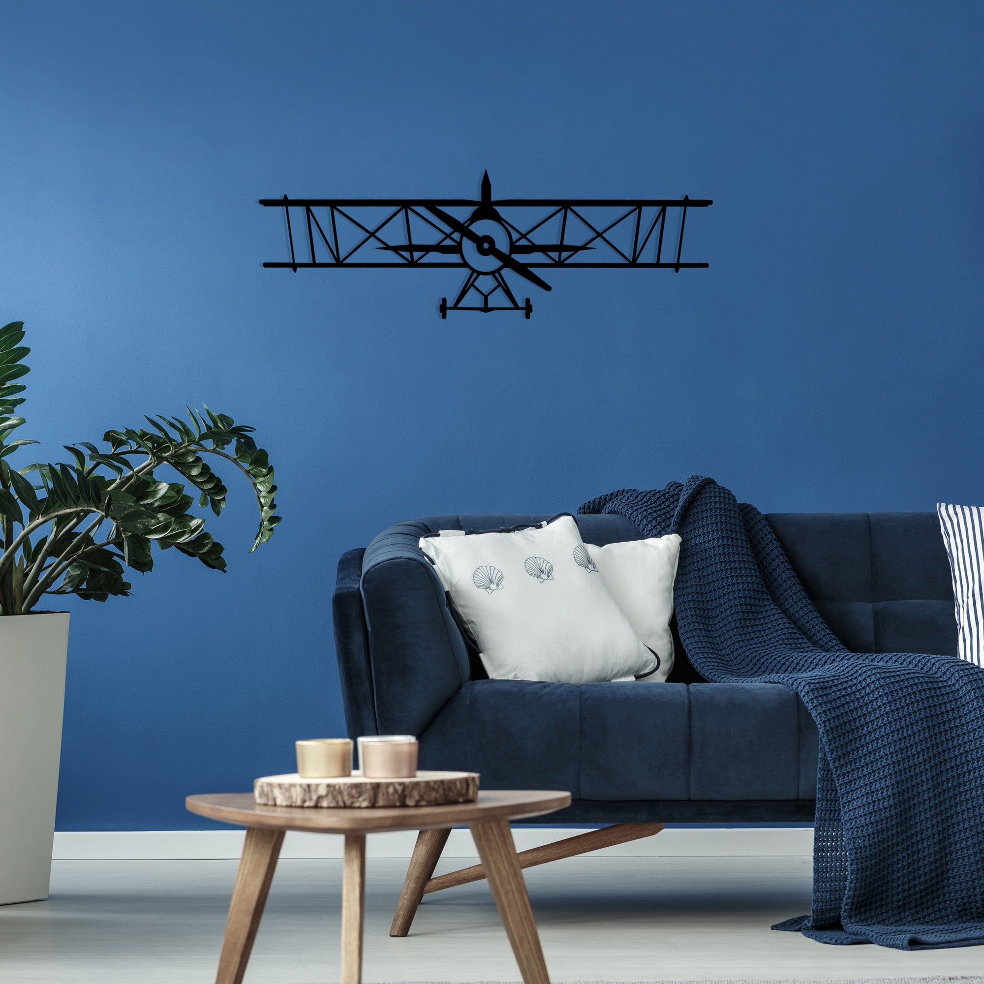 Avião em Metal para Parede — Preto, 70x23 cm, 100% Metal (1,2 mm)