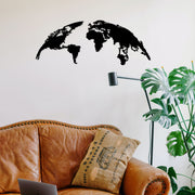 Mapa‑Mundo em Metal Preto 100x39 cm – 100% Metal, Decoração de Parede