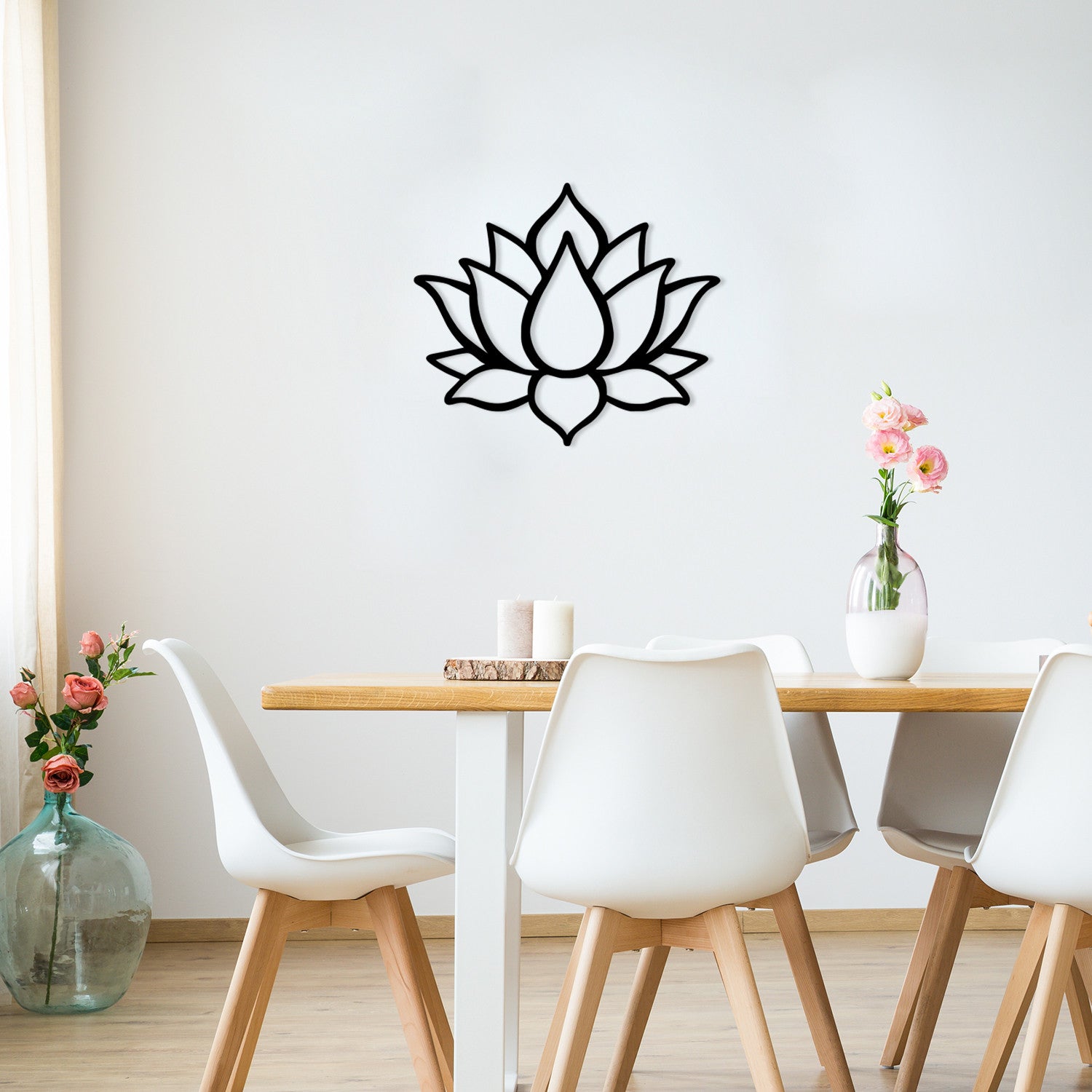 Flor de Lótus em Metal – Decoração de Parede 50 x 43 cm, Preto